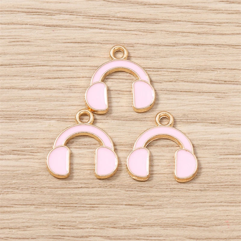 10 Stück 14x14mm Niedliche Emaille-Musik-Kopfhörer-Anhänger für Schmuckherstellung, Ohrringe, Halsketten, DIY-Bastelzubehör – Detail 5
