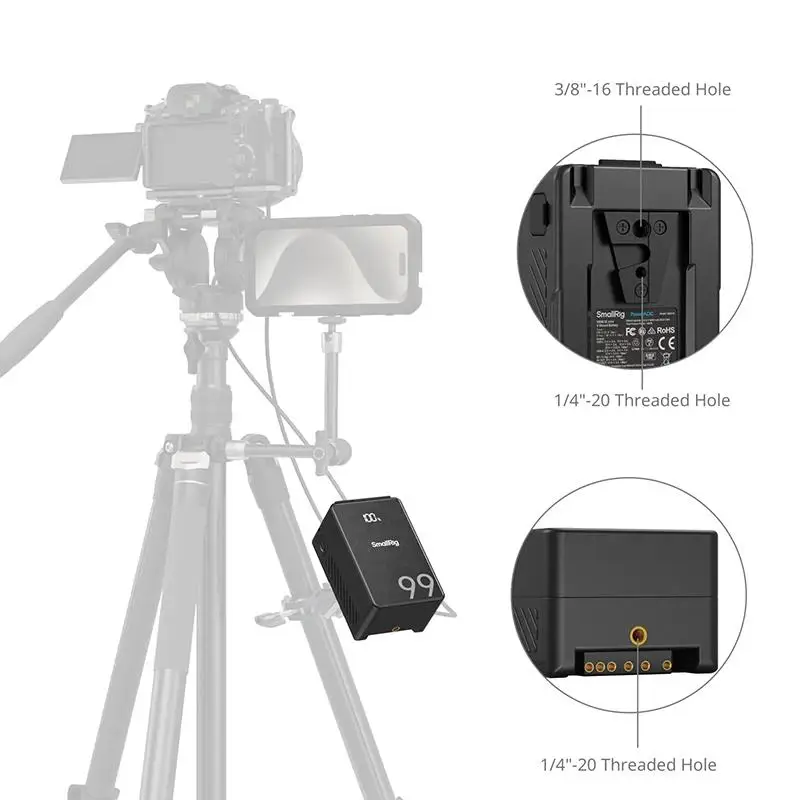 Imagem -06 - Bateria Smallrig Mini V-mount Vb99 se 99wh Carregamento Rápido 100w 6800mah Tipo-c de Alta Capacidade D-tap Entrada e Saída Bateria 4608