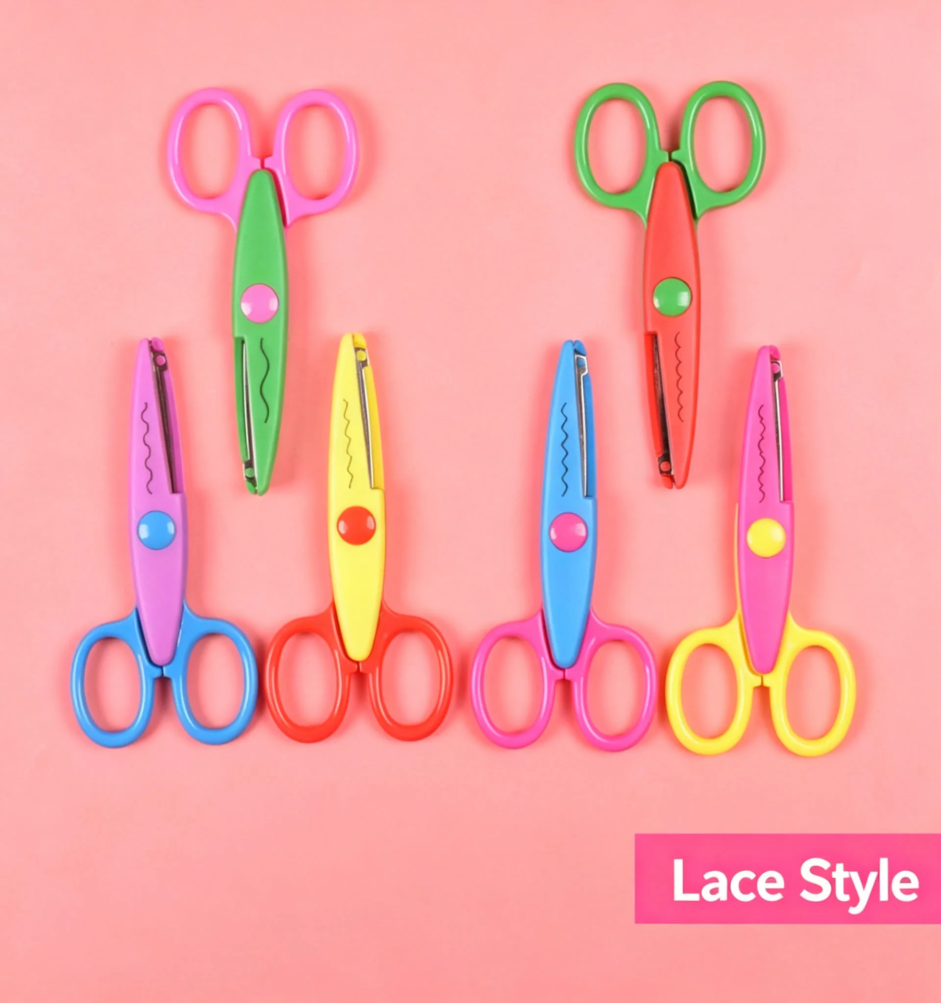 Kids Safety Scissors Spring Design Round Tip DIY Lace Wave Pattern Craft Scissors Student Handmade Paper Cutting Stationery