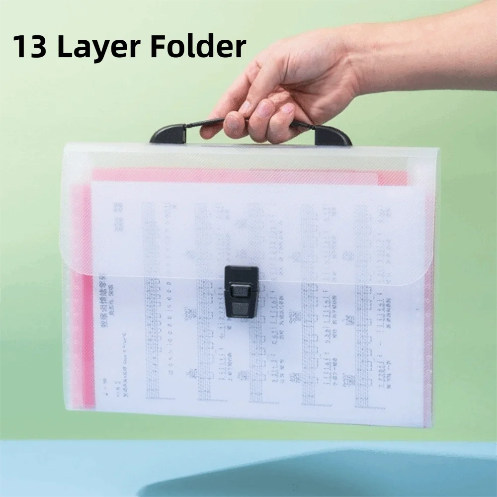 

A4 Portable Accordion Bag Large Capacity Transparent Test Paper Storage Bag Organ Bag Thickened 13 Layer Folder Office