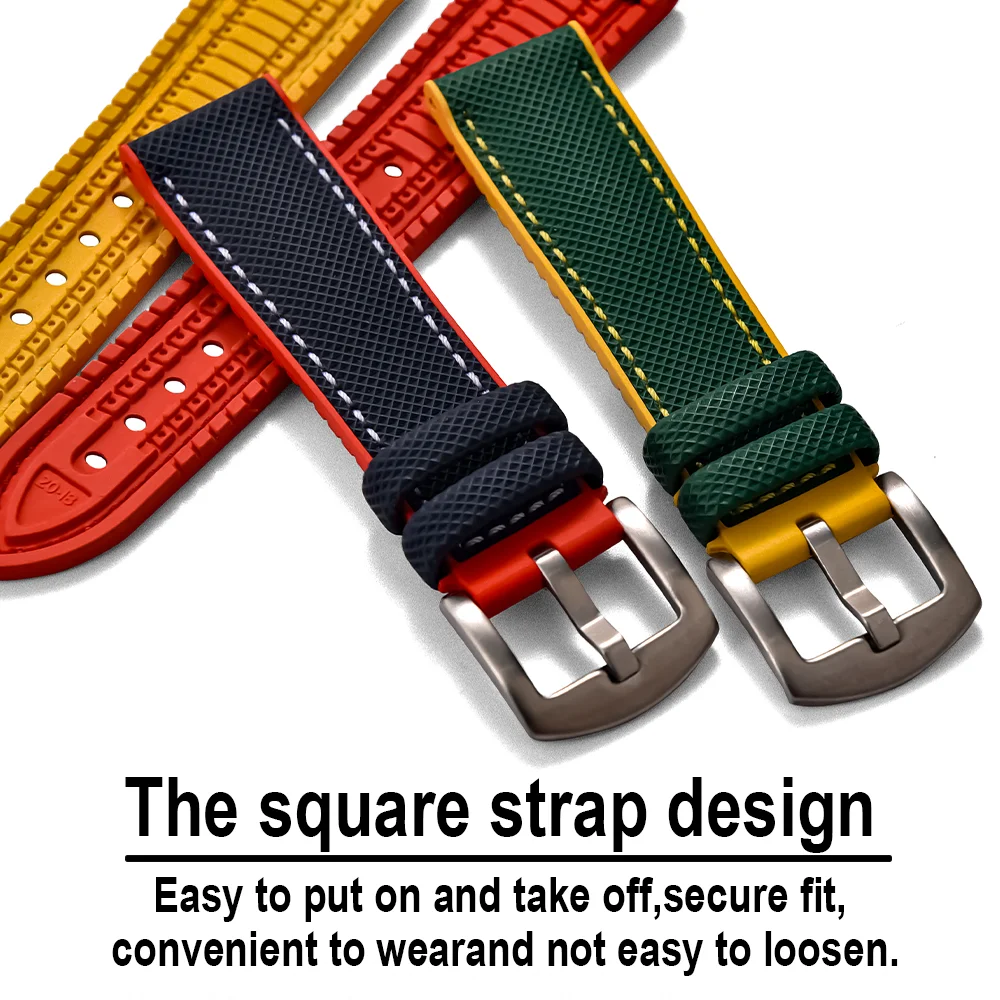 

For Omega Seiko Tissot Watchband 20mm 22mm 24mm FKM Nylon Rubber Bottom Watch Strap Men soft Waterproof Wrist Band Accessories