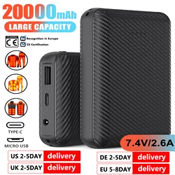 Power Bank portatile DC7.4V caricabatterie portatile 20000mAh batteria esterna per gilet riscaldante ricarica portatile per telefono cellulare