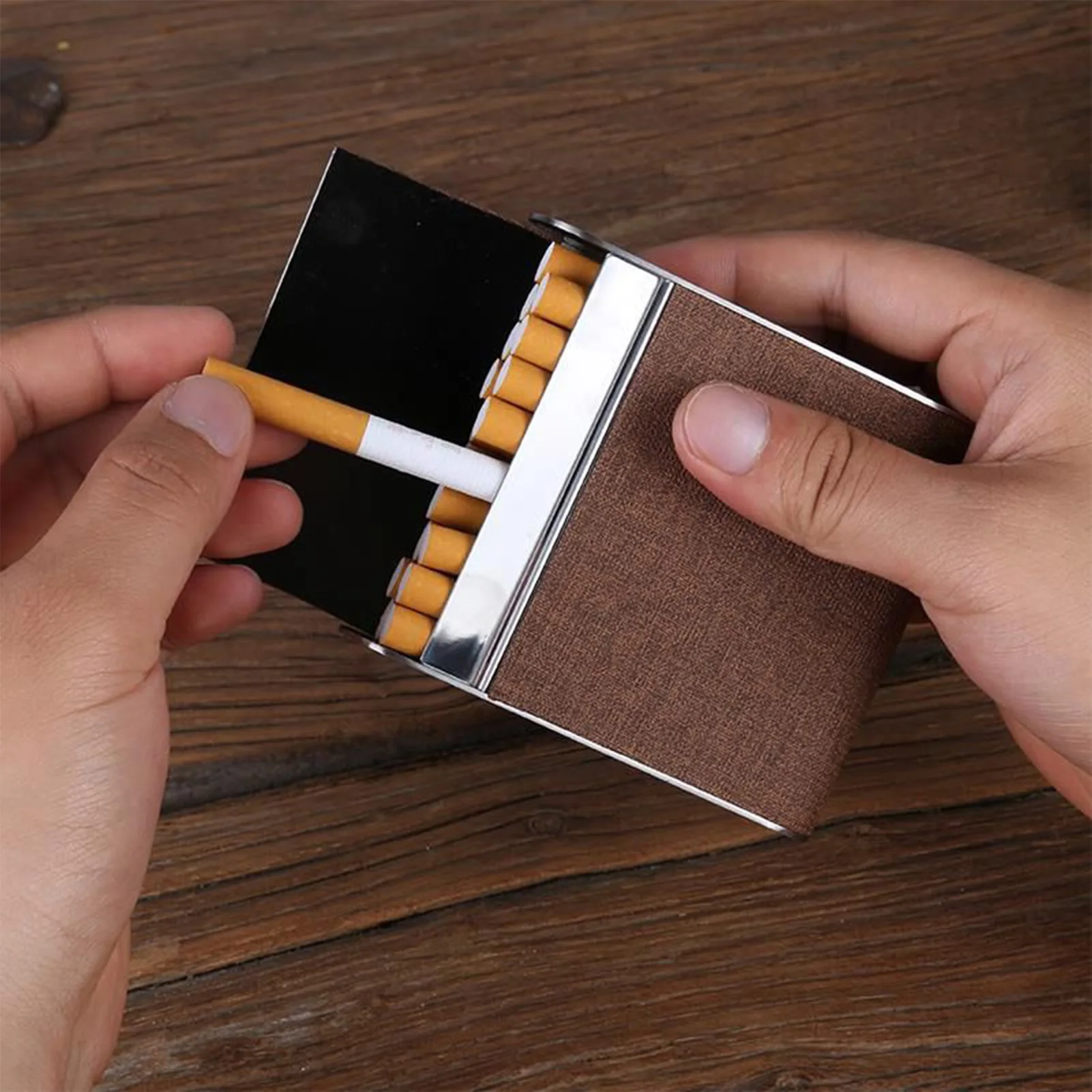 Stainless Steel Cigarette Case 20 Sticker Business Cigarette Box Lightweight Pocket Carrying Box Gift For Father Husband Friend