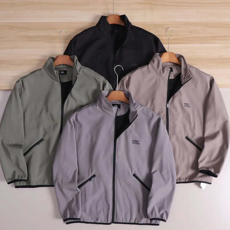 

Outdoor Soft ell Series Fce Lined Warm Men's Autumn Winter Sports Casual Stand Collar Jaet Coat Stand Fit Zipper Cl...