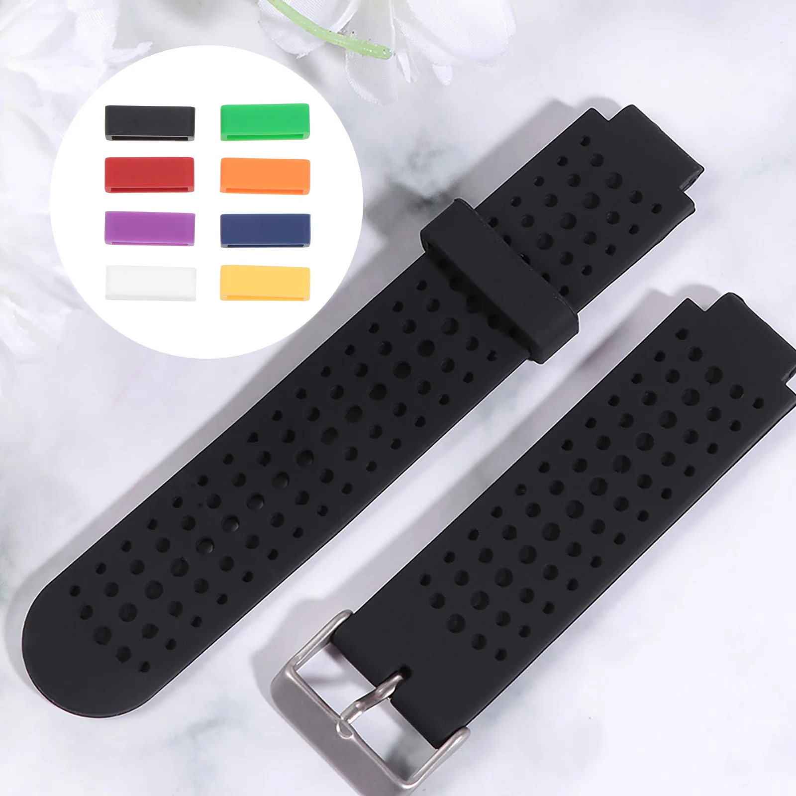 

8Pcs Watch Band Buckle Ring Supplies Easy Simple Use Never Fade High Grade Material Durable Practical 16mm White Yellow Purple