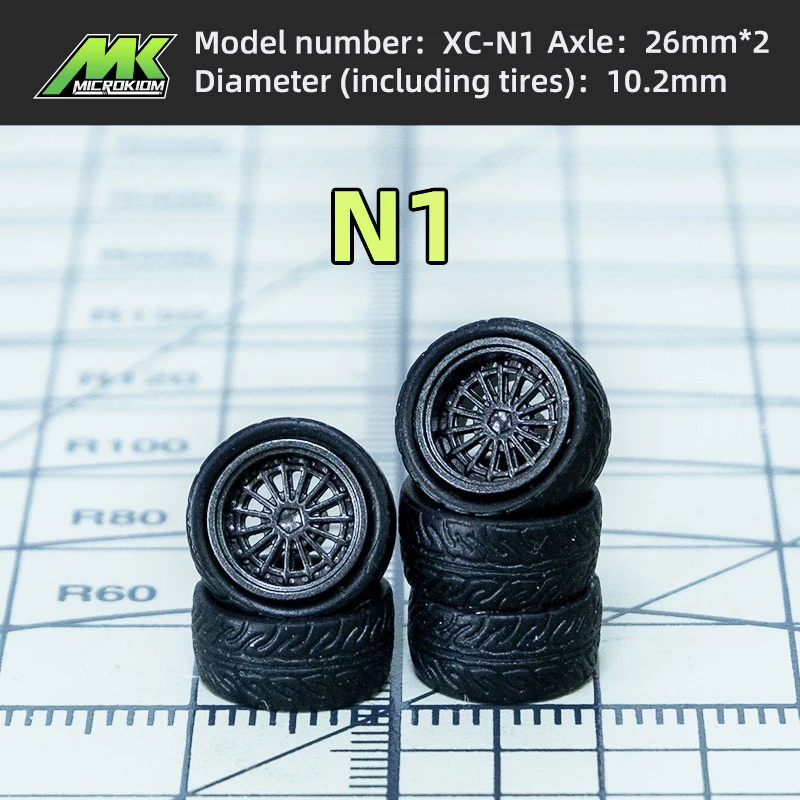 1/64 wheels  hot wheels 10.2mm ABS and Rubb 1:64 Car Model Modified Wheel with Metal Shaft Injection Molded Hub Rubber Tires