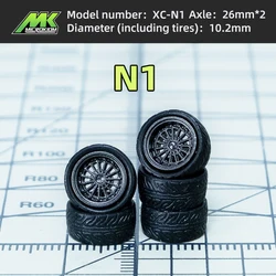 1/64 wheels hot wheels 10.2mm ABS and Rubb 1:64 Car Model Modified Wheel with Metal Shaft Injection Molded Hub Rubber Tires