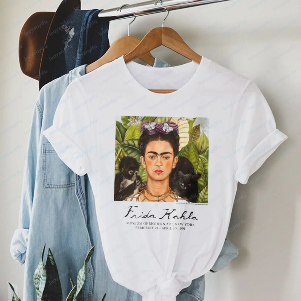 Frida Kahlo T-Shirt MoMA 1991 Exhibition Graphic Tops Mexican Art Casual Cotton Tee Trend Classics Ropa Mujer Clothes for Women view 2