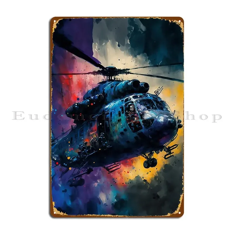 الخيال العلمي هليكوبتر منتصف رحلة علامة معدنية المطبخ ريترو طباعة سينما شخصية تين تسجيل ملصق