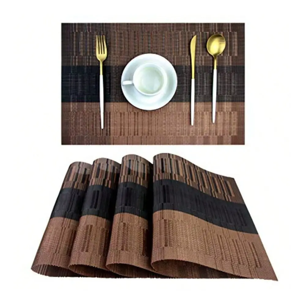 Plmats For Dining Table Washable Woven Vinyl Kitchen Plmats Set Of 4 Brown
