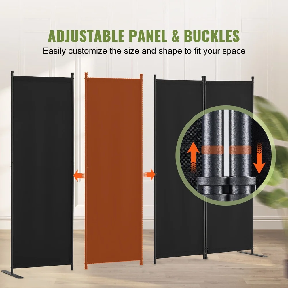 4 Panel Folding Privacy Screen Room Divider Waterproof Sun Blocking Sturdy Construction Adjustable Height Compact Storage