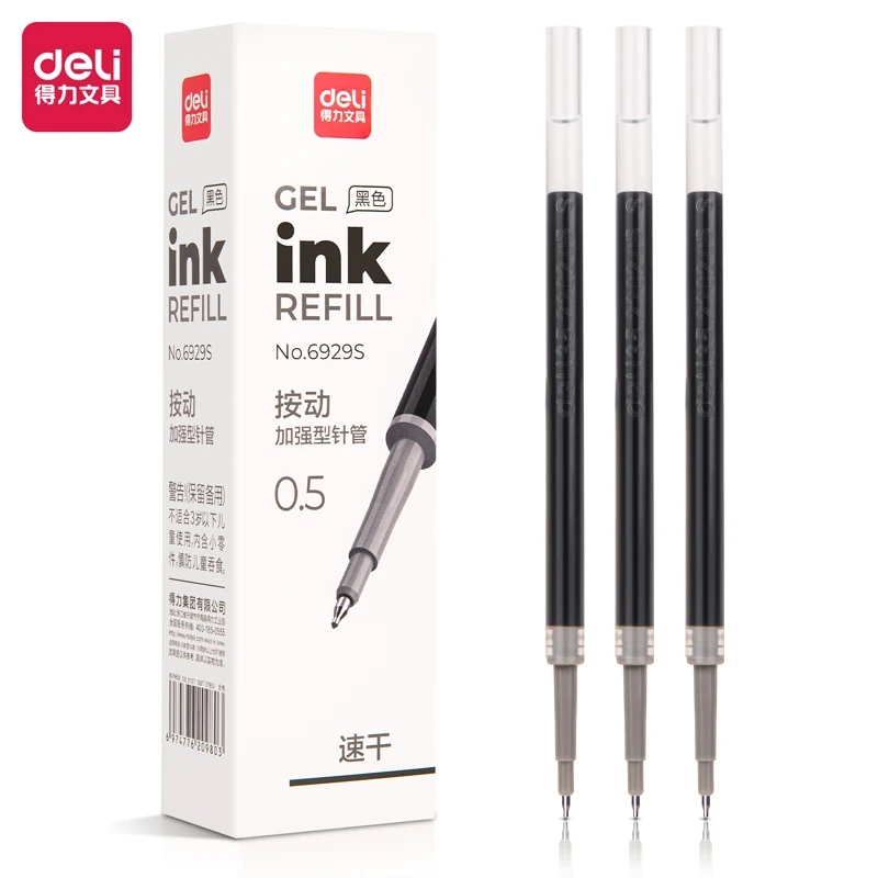 

Deli 20pcs 0.5mm Black Ink Gel Pen Refill School Supplies Office Pen Suitable For Gel Pen Refill Replacement Stationery