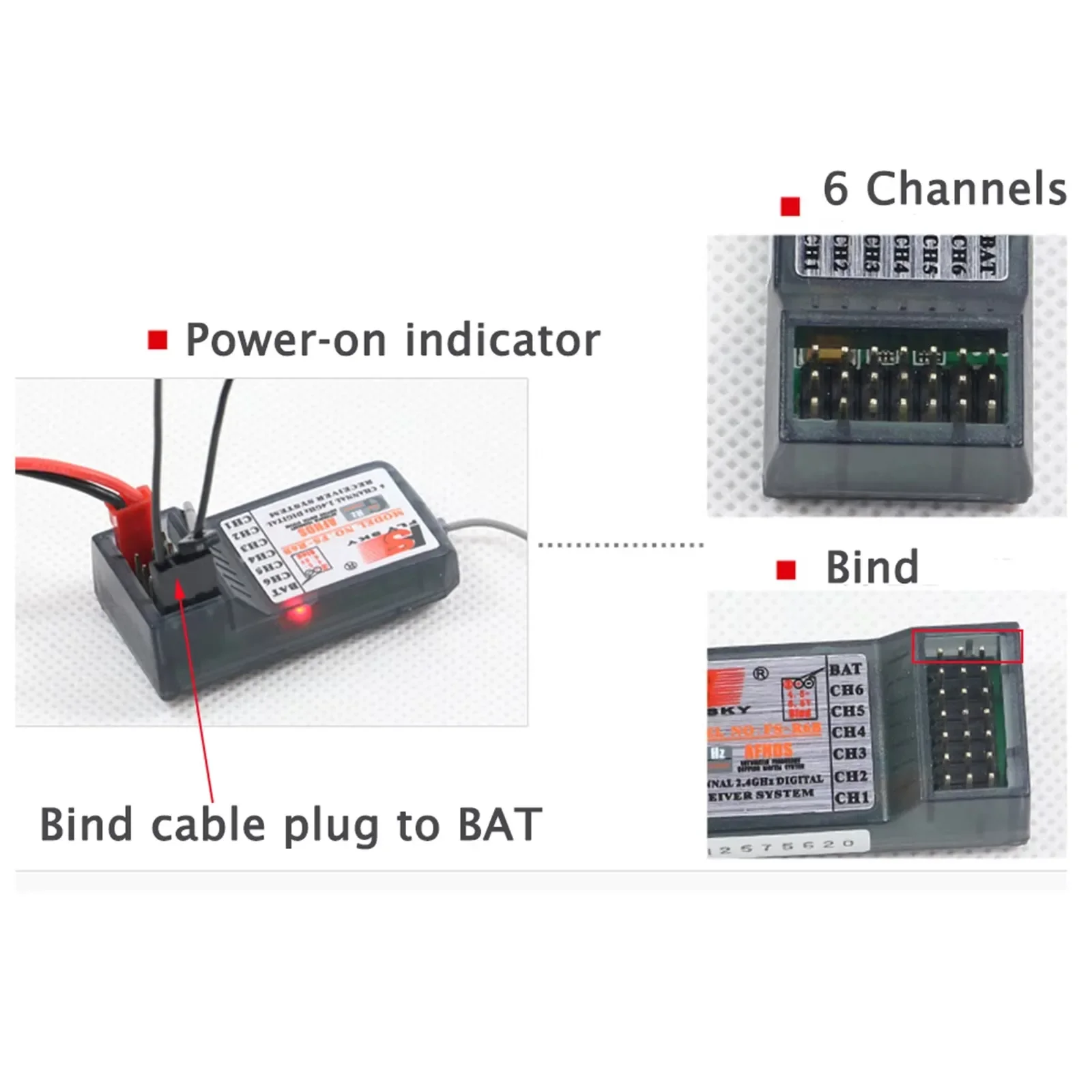 2PCS FlySky FS FS-R6B 2.4Ghz 6CH 6 Channel Receiver Radio Model Transmitter Remote Control For RC Car FS-TH9X i6 i10 T6 CT6B