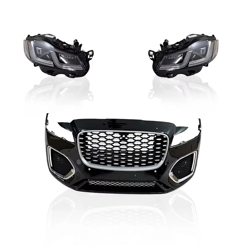For Body Kit F-PACE 2016-2021 Upgrade to New Look Front Bumper Grille with Full LED Headlights Assembly Car Accessories