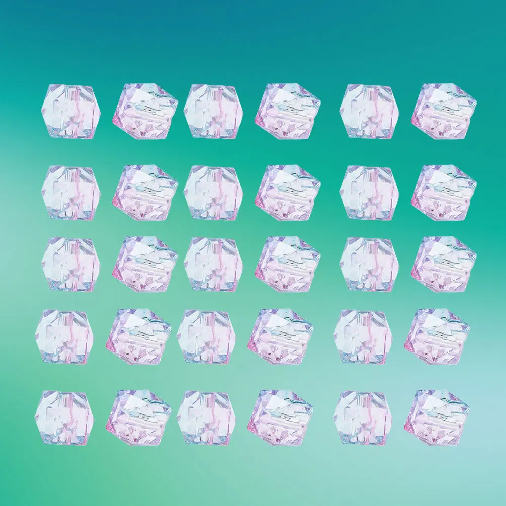 

200Pcs Two-Color Acrylic Polygonal Beads DIY Jewelry Making Transparent Large Hole Beads for Bracelet Necklace Earrings