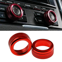 2pcs Car Red Alloy Volume Radio Switch Knob Covers Interior Decoration Accessories For 911 Macan 718 Panamera