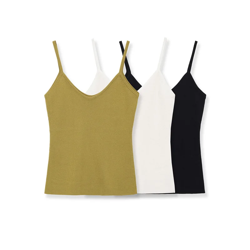 

Y2K Women's Fashion Casual Slim Fit Black Sleeveless V-Neck Blended Ribbed Camisole Top 2026 New Style
