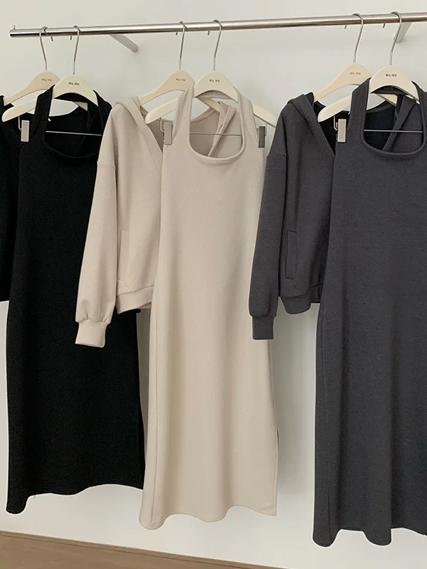 Conjunto informal de sudadera Retro de talla grande 300 Pou para mujer, conjunto de dos piezas con correa colgante para primavera y otoño, ajuste holgado y cómodo