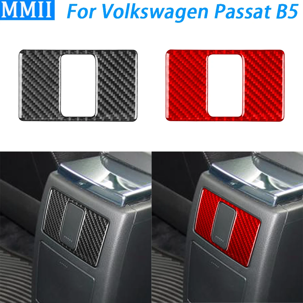 

For Volkswagen Passat B5 2001-2005 Carbon Fiber Rear Power Outlet Panel Trim Cover Car Interior Decoration Accessories Sticker