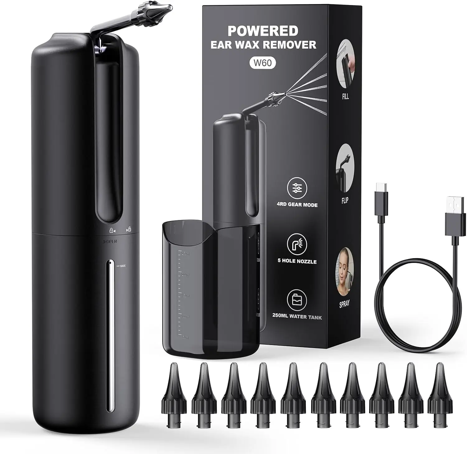 

Электрическая система для удаления ушной серы с 4 режимами давления, перезаряжаемая через USB, водонепроницаемая, для безопасной чистки