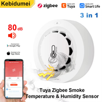 3 IN 1 Tuya Zigbee Smoke Detector WiFi Smoke Alarm Bluetooth Temperature Humidity Sensor 80dB Sound Alarm Remote Alert Function