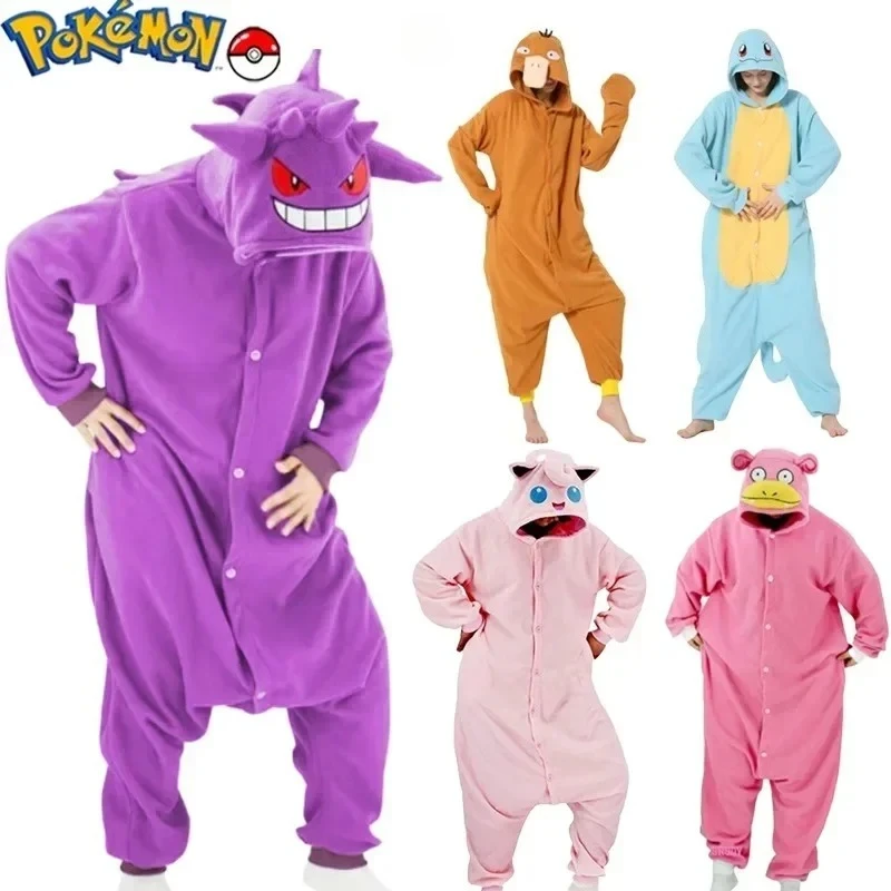 Pokemon Gengar mono muñeca ropa para adulto niño Jigglypuff Cosplay disfraz Squirtle Anime pijamas de Halloween regalo de artista
