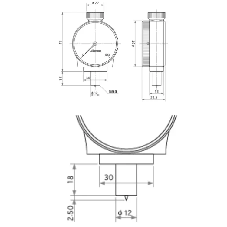 ASKER Shore Hardness Tester, Portable Rubber Hardness Tester Type DL