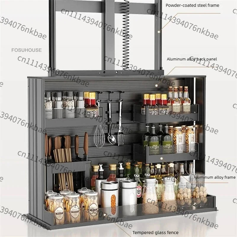 Smart Electric Vertical Lift Pull-out Basket, Kitchen Cabinet Storage Basket for Condiment & Spice Storage
