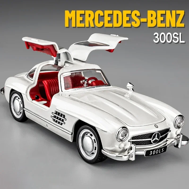 1:32 Mercedes-Benz 300SL Alloy Car Model Sound and Light Pull Back Children's Toy Collectibles Birthday gift