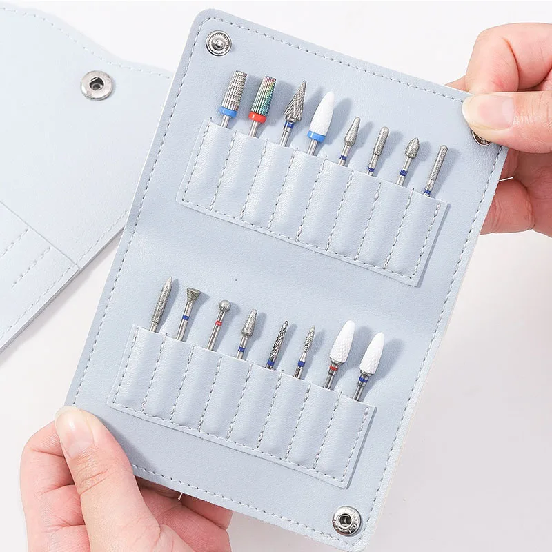 

16 Slot Nail Drill Bit Organizer Bag Milling Cutters Display Grinding Bit Container Empty Nail Drill Bit Portable Organizer Case