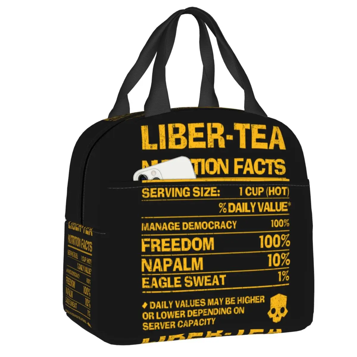 Custom Tea Nutrition Facts Helldiverss Insulated Lunch Tote Bag Women Resuable Cooler Thermal Bento Box Outdoor Camping Travel