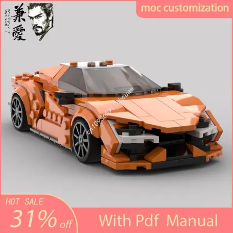 292PCS Moc Lamborghinis Revuelto 속도 챔피언 Supercar 기술 크리 에이 티브 어린이 장난감 생일 빌딩 블록 휴일 선물