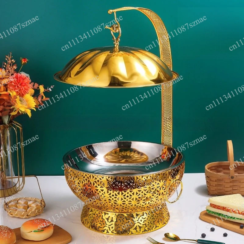 1PCS Commercial Stainless Steel Hanging Hot Pot Insulator 4.5L 6L 8L Gold Jewelry Hotel Wedding Buffet Catering