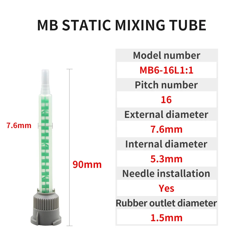 10/20/50pcs Epoxy Adhesive Mixing Nozzle Static Mixing Nozzle Mb6-16 Mixing Tube (1:1Ratio) for AB Glue Gun Liquid Mixer