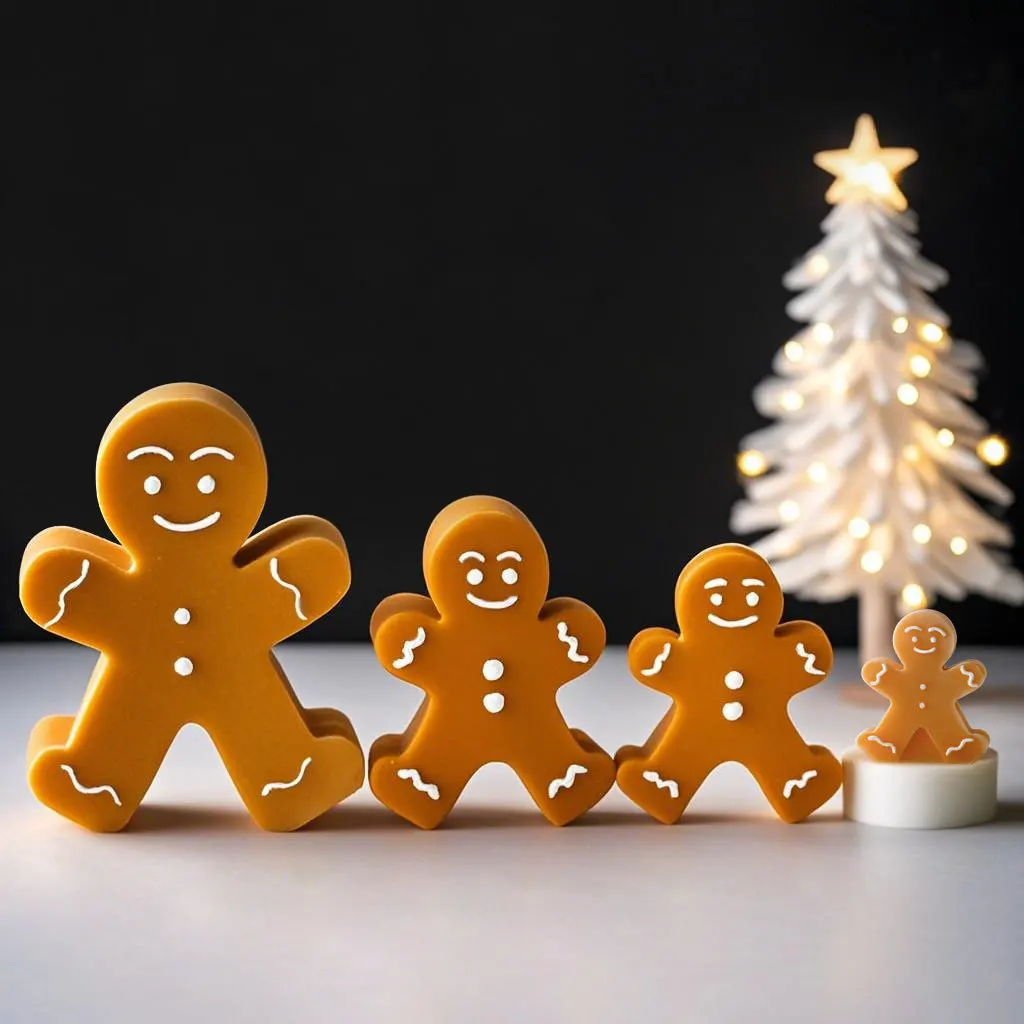 DIY Cartoon Gingerbread Man Silicone Candle Mold Christmas Cookie Chocolate Baking Tool Handmade Soap Candle Making Supplies view 3