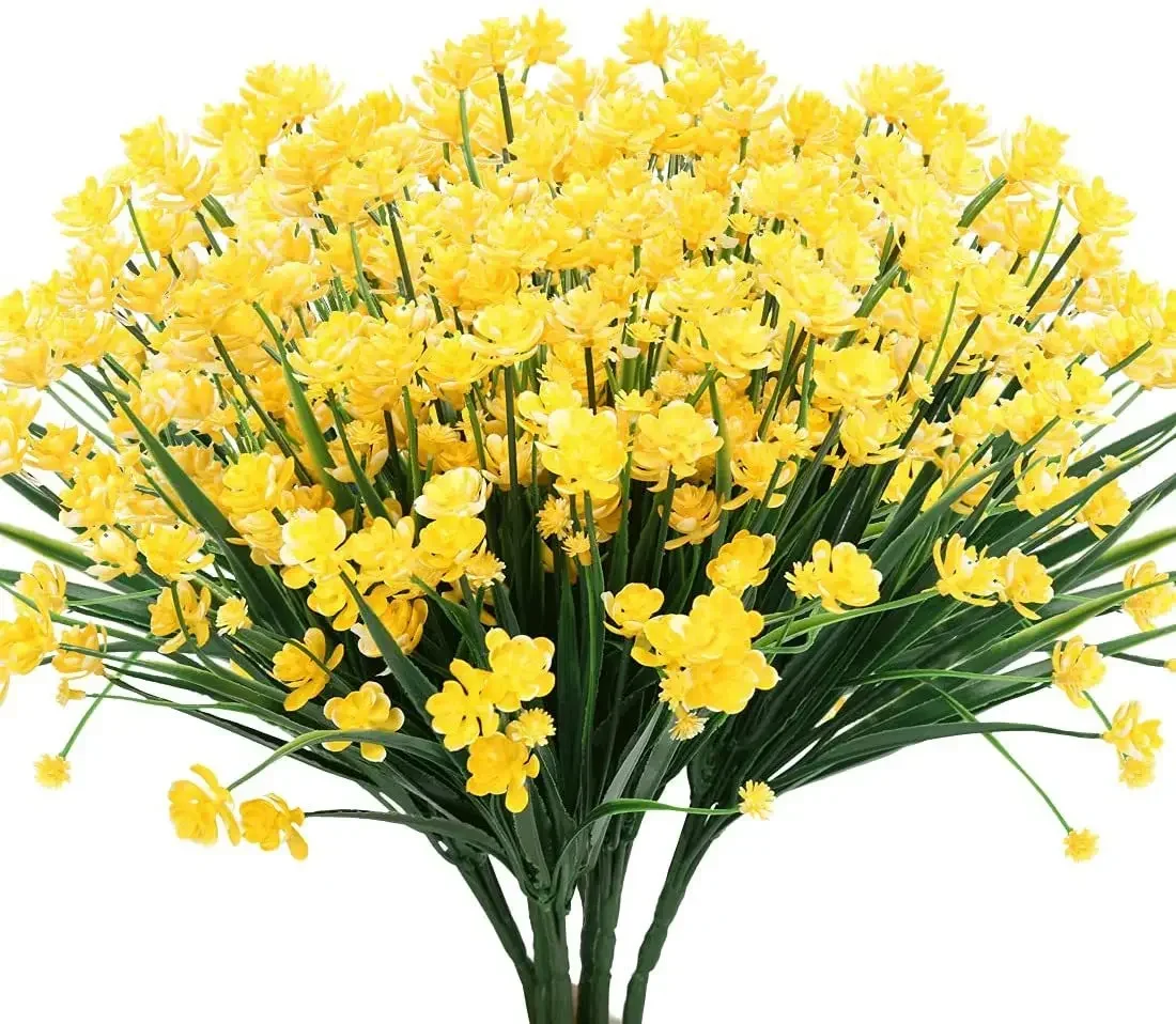 Artificial Flowers Fake Outdoor Plants UV Resistant  Plastic Shrubs, Indoor and  Decoration