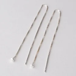 earwire,solid 925 sterling silver ear thread, Box Chain earring wire with Headpin
