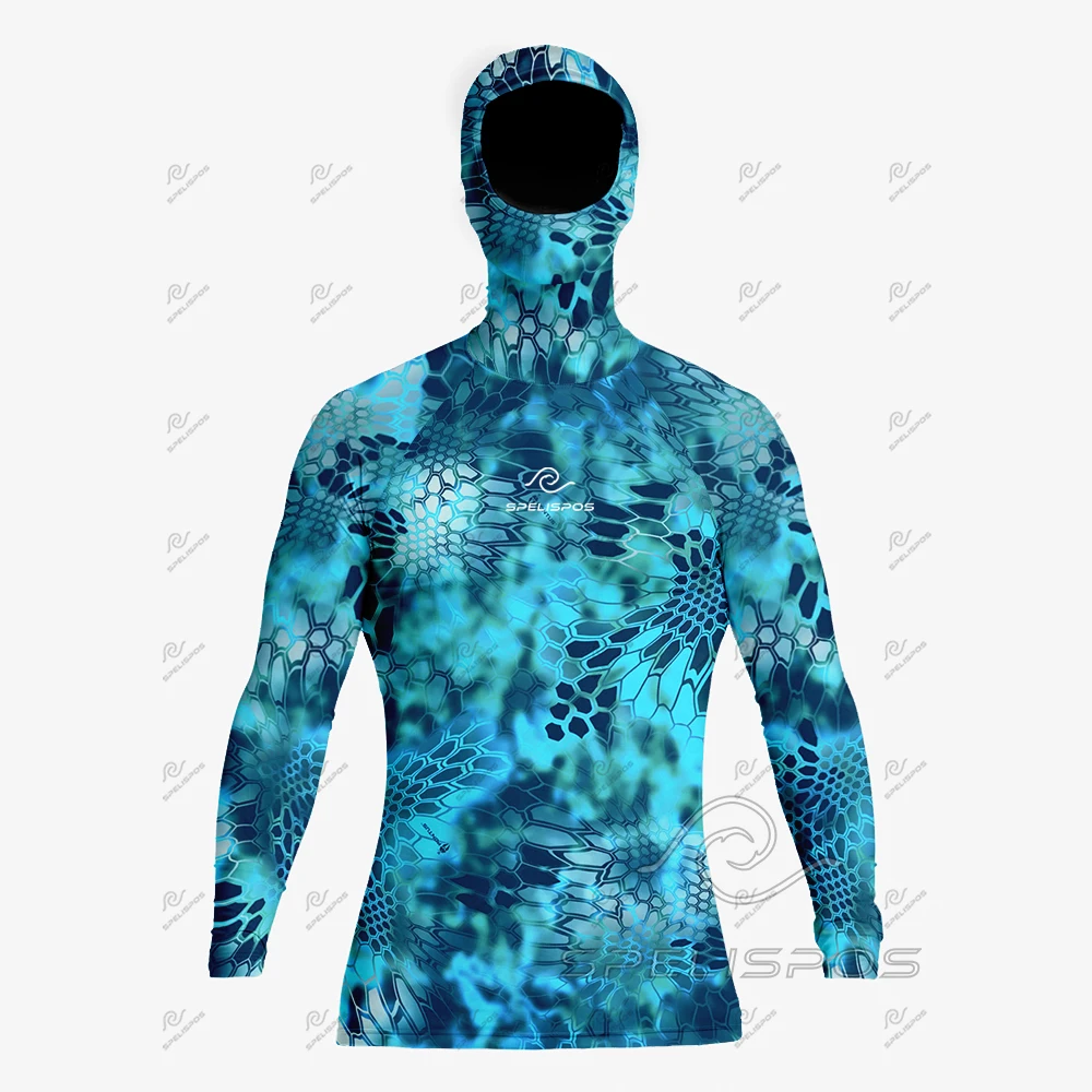 SPELISPOS Men Surfing Suit Hooded Diving T-Shirts Tight Long Sleeve Rash Guard Fit Swimwear UV Protection Beach Tops