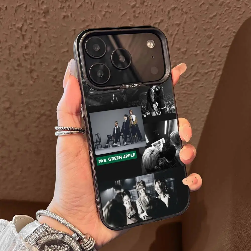 حافظة هاتف MGA M-Mrs GREEN APPLE Lilac لهاتف iPhone 17,16,15,14,13,12,11,Pro,Max,Plus,E,Air, Mini Black Tpu