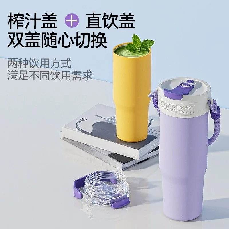 Portable juicer, new stainless steel double drinking cup, thermal insulation and cold USB crushed ice baby complementary