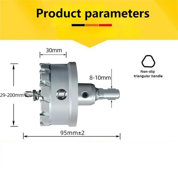 10PCS 16-53mm TCT Alloy Hole Saw Set Carbide Tipped Metal Cutter Core Drill Bit Kits for Stainless Steel Metal Drilling Crown