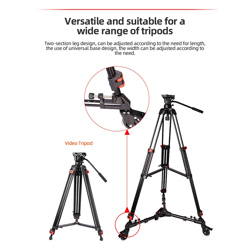 COMAN DF2 Portable Tripod Dolly Quick Moving Tripod Light Stand For Vlog Video Recording Camera Fill Light With Rubber Wheels