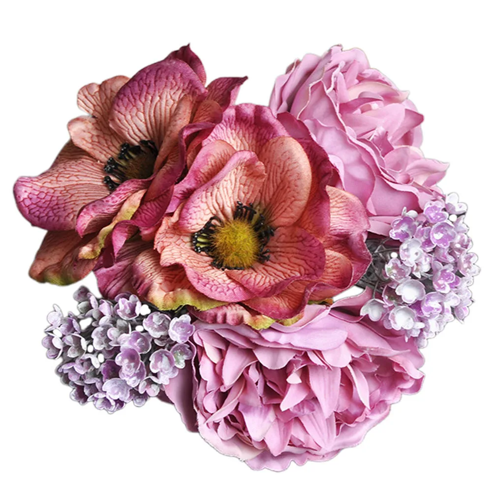 

Simulated Silk Peony Bouquet Artificial Flower Decoration for Home Office Wedding Centerpiece Faux Floral Plant Ornament