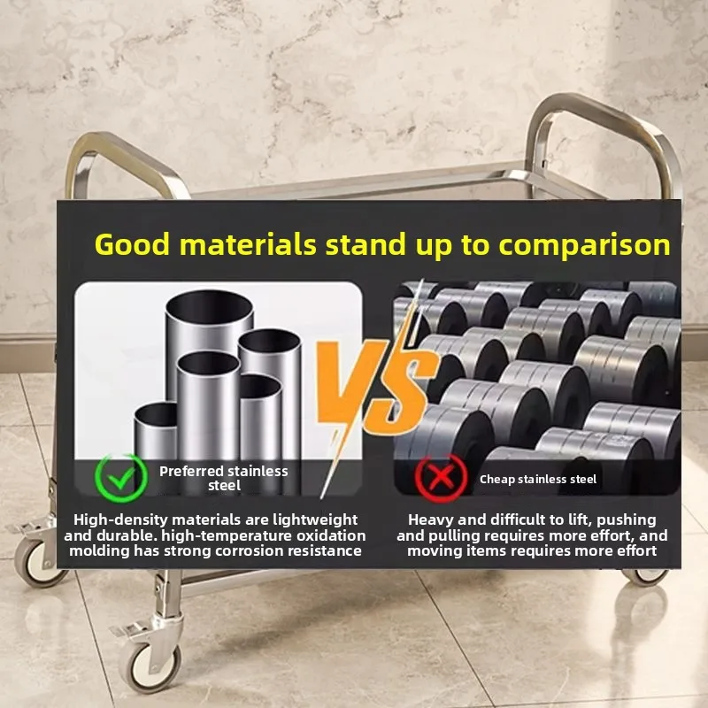 Тележка из нержавеющей стали 304, усиленная, трехъярусная, для ресторанов, отелей, перевозки посуды и напитков, для использования на уличных прилавках
