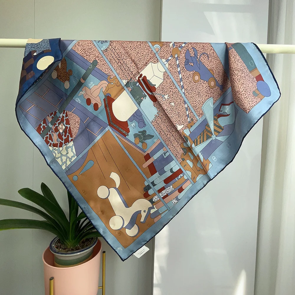 

Two Faced Print Silk Scarf 65CM Hand Rolled Bandanas Luxury Designers Shawls Clothing Hair Decoration Lover Christmas Gift