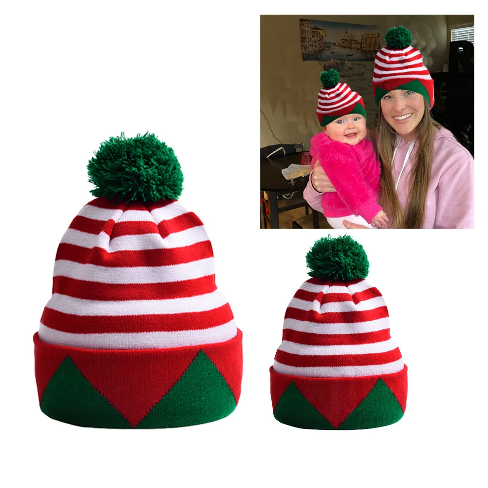 

New Year Christmas Decorative Products Flap Knitted Hat With Ball Led Light Santa Glow Adult And Children's Accessories 2023 New
