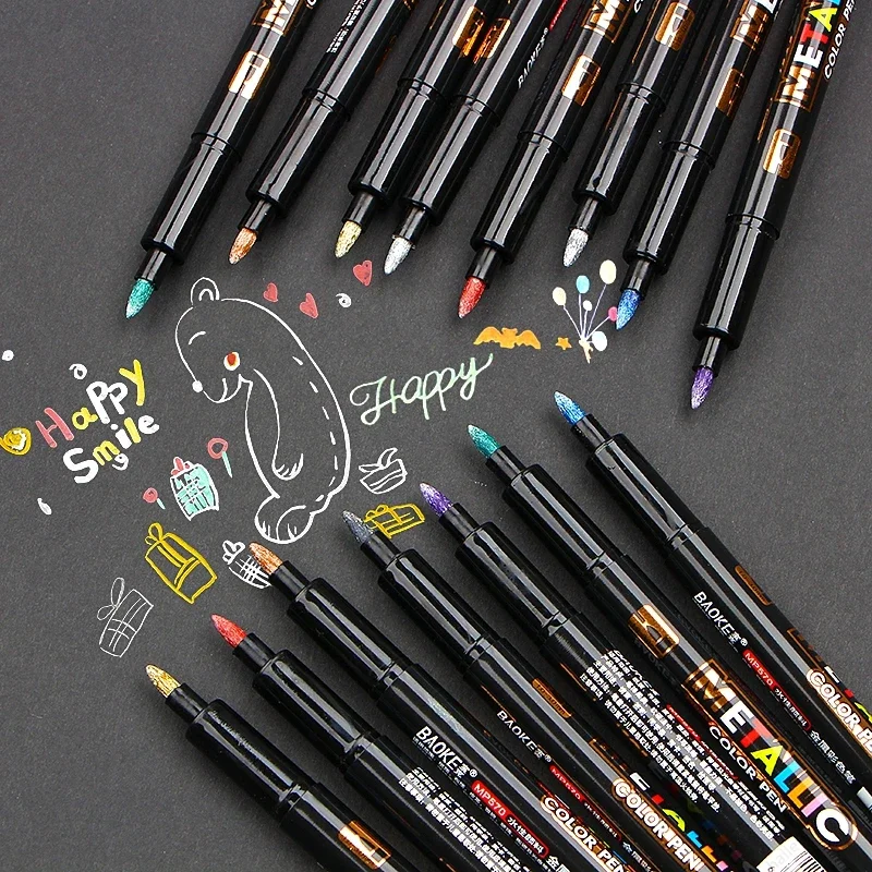8 farben Metallic Wasser Farbe Metall Stoff Marker Stift DIY Keramik Graffiti Zeichnung Stift Kunsthandwerk Farbe Stift Kunst Schreibwaren