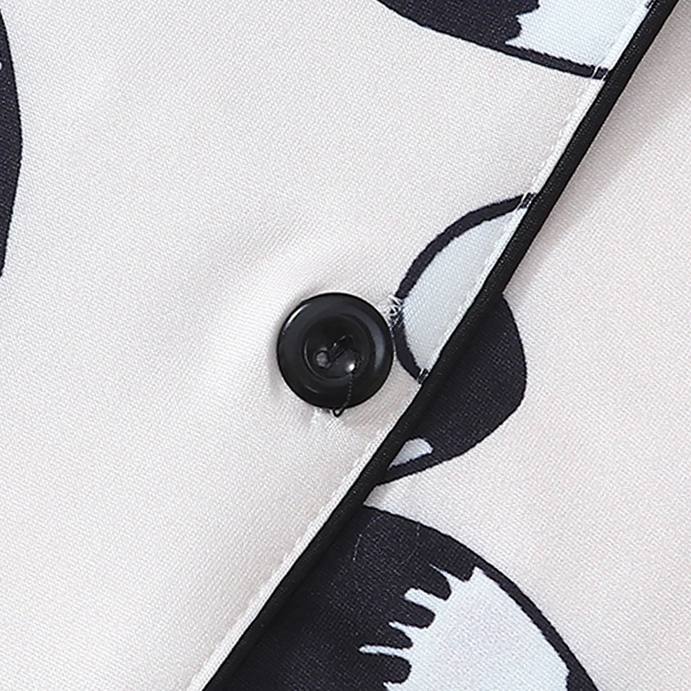 2피스 여성 여름 파자마 세트 캐주얼 가디건 밴딩 반바지 여성용 편안한 라운지웨어 재미있는 프린트 홈웨어