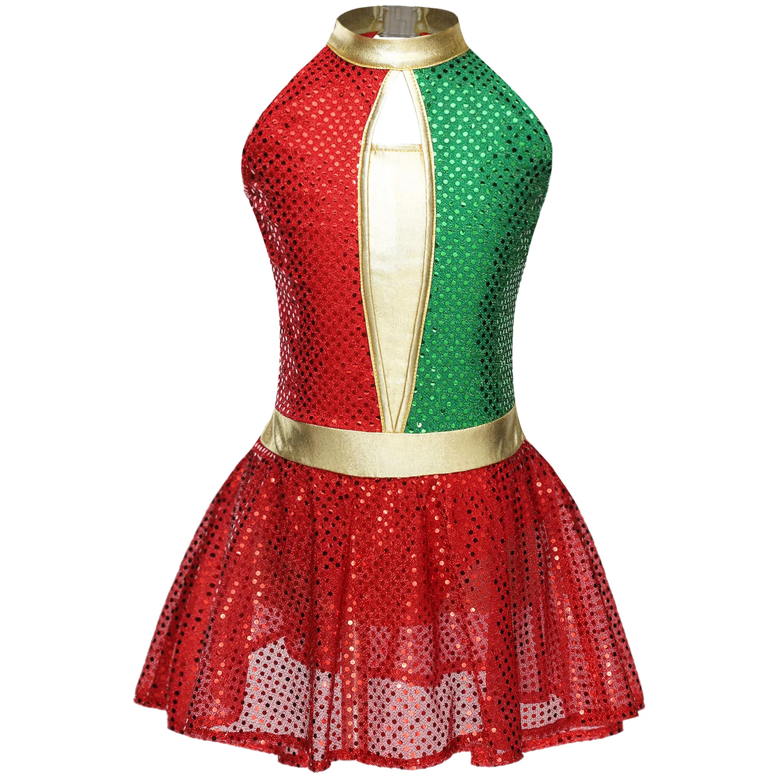 Girls Halloween Christmas Circus Jumpsuit  Sequin Jazz Tap Ballet Dance Tutu Dress Leotard Party Carnival Performance Costumes