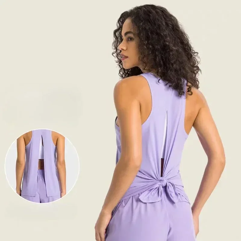 

Lemon Activewear Naked-Feel Athletic Vest Open Back Yoga 4 way stretch fabric Sexy Sleeveless Blouse Sport Fitness Tank Top